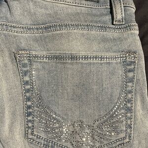 Rock & Republic Light Wash Straight Jeans with Rhinestone Embellished Pockets